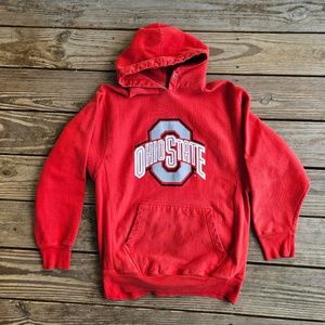 Steve & Barry's Vintage Ohio State Long Sleeve Red Hooded Sweatshirt Size Small